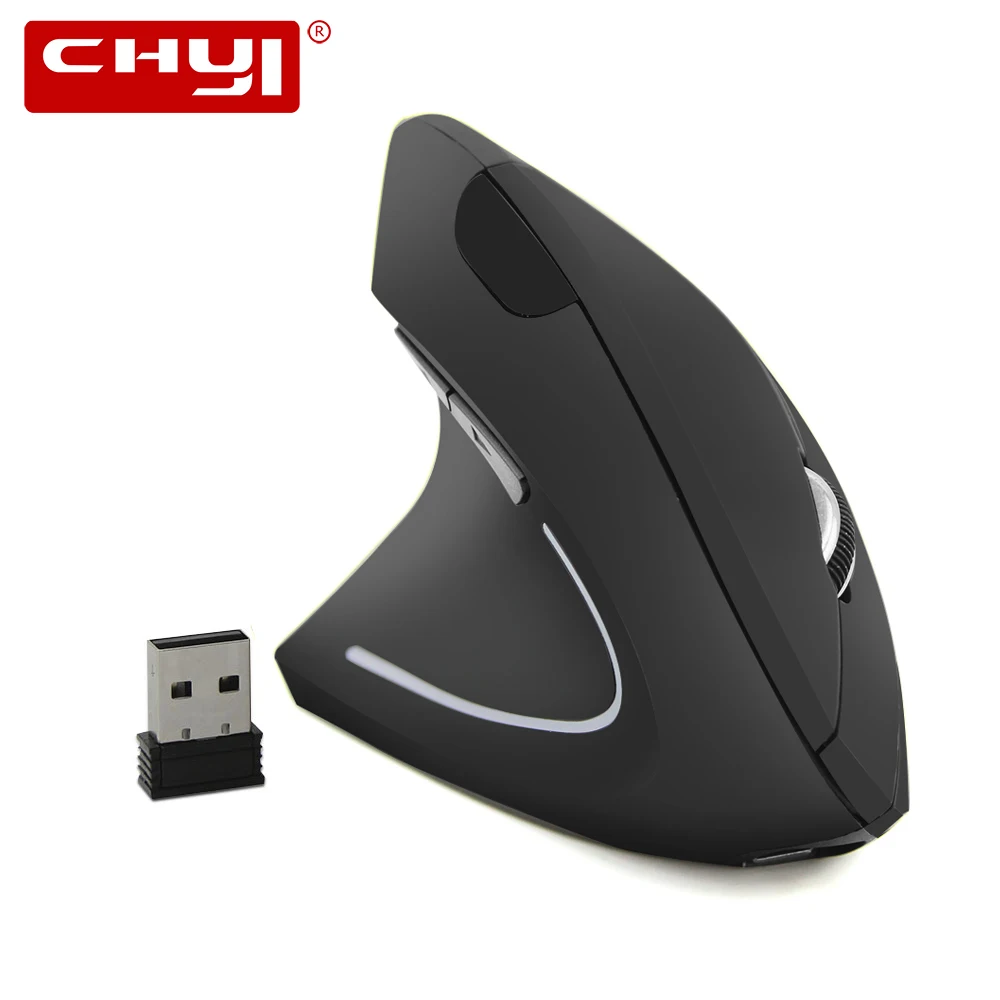 

CHYI Rechargeable Wireless Mouse Office Ergonomic Design Vertical Mause 1600DPI Left Hand Gamer PC Mice with Aluminum Mousepad