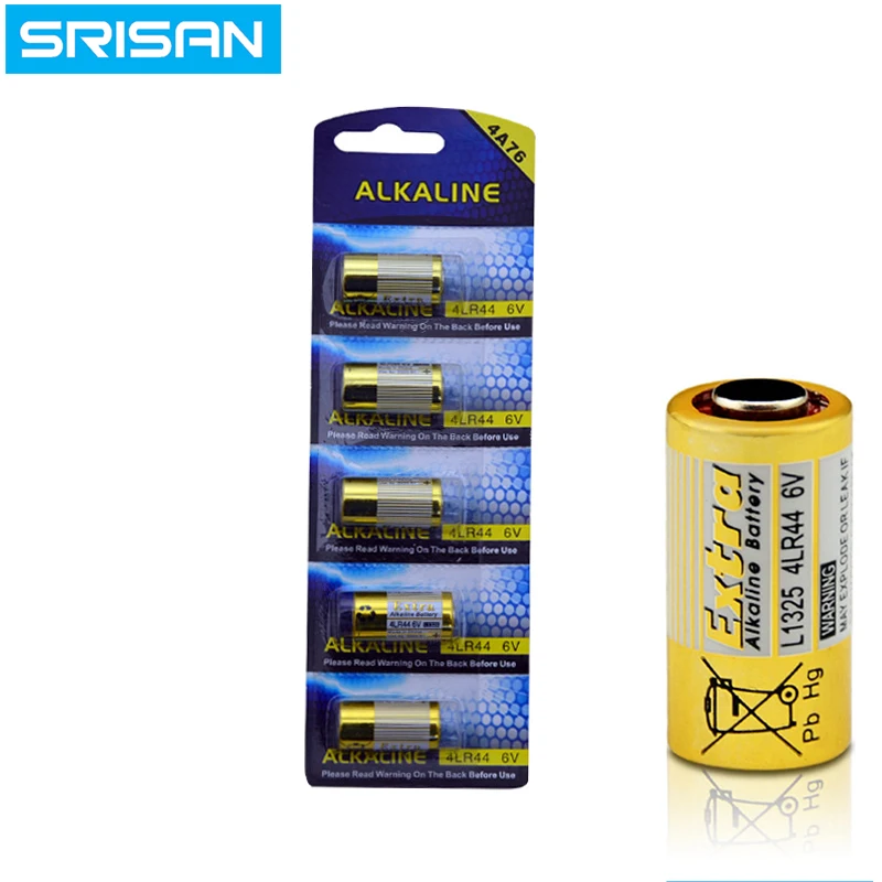 SRISAN 5x/карта 5 шт./лот 4LR44 476A L1325 6В сухая щелочная батарея ячеек автомобиля