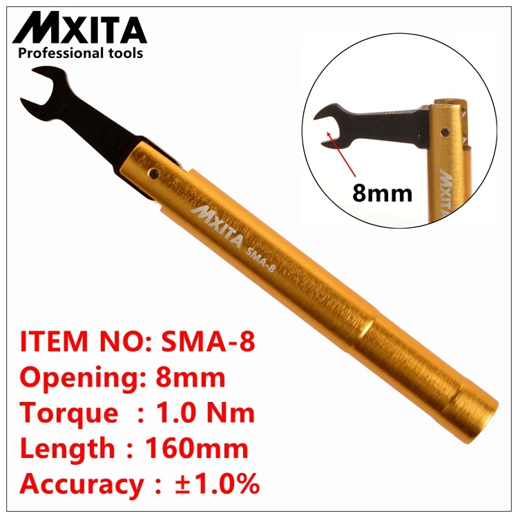 MXITA SMA torque wrench RF connector opening 8MM electrommunication Coax Adapter convertor Straight goldplated spanner
MXITA SMA torque wrench RF connector opening 8MM electrommunication Coax Adapter convertor Straight goldplated spanner
