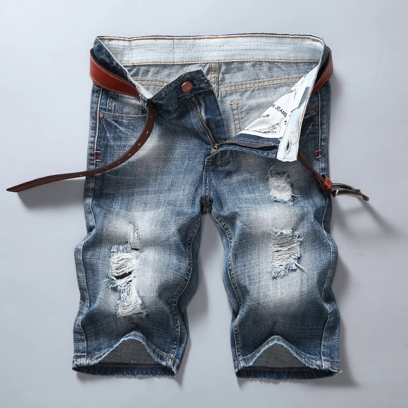 Summer jeans short men thin section men's elastic ripped hole denim shorts men's trousers shorts for men cotton
Summer jeans short men thin section men's elastic ripped hole denim shorts men's trousers shorts for men cotton