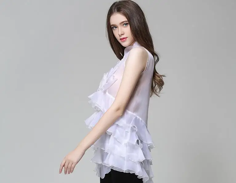 Sexy Perspective Yarn Turtleneck Multi-level Ruffles Sleeveless Shirt Women Elegant Office Work Slim Long Shirt Blouse Tops
Sexy Perspective Yarn Turtleneck Multi-level Ruffles Sleeveless Shirt Women Elegant Office Work Slim Long Shirt Blouse Tops