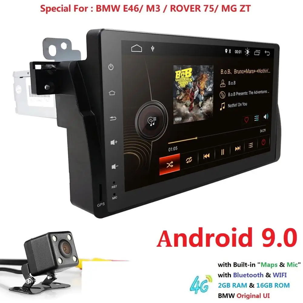 Фото 9 дюймов HD сенсорный экран Android9.0 автомобильный NODVD плеер для BMW E46 M3 DAB + Wifi 4G GPS Bluetooth