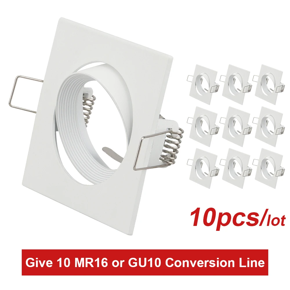 Square White LED Recessed Ceiling Downlight Adjustable Frame For GU10 MR16 light fixture Mounting Ceiling Spotlight fitting 50mm
Square White LED Recessed Ceiling Downlight Adjustable Frame For GU10 MR16 light fixture Mounting Ceiling Spotlight fitting 50mm