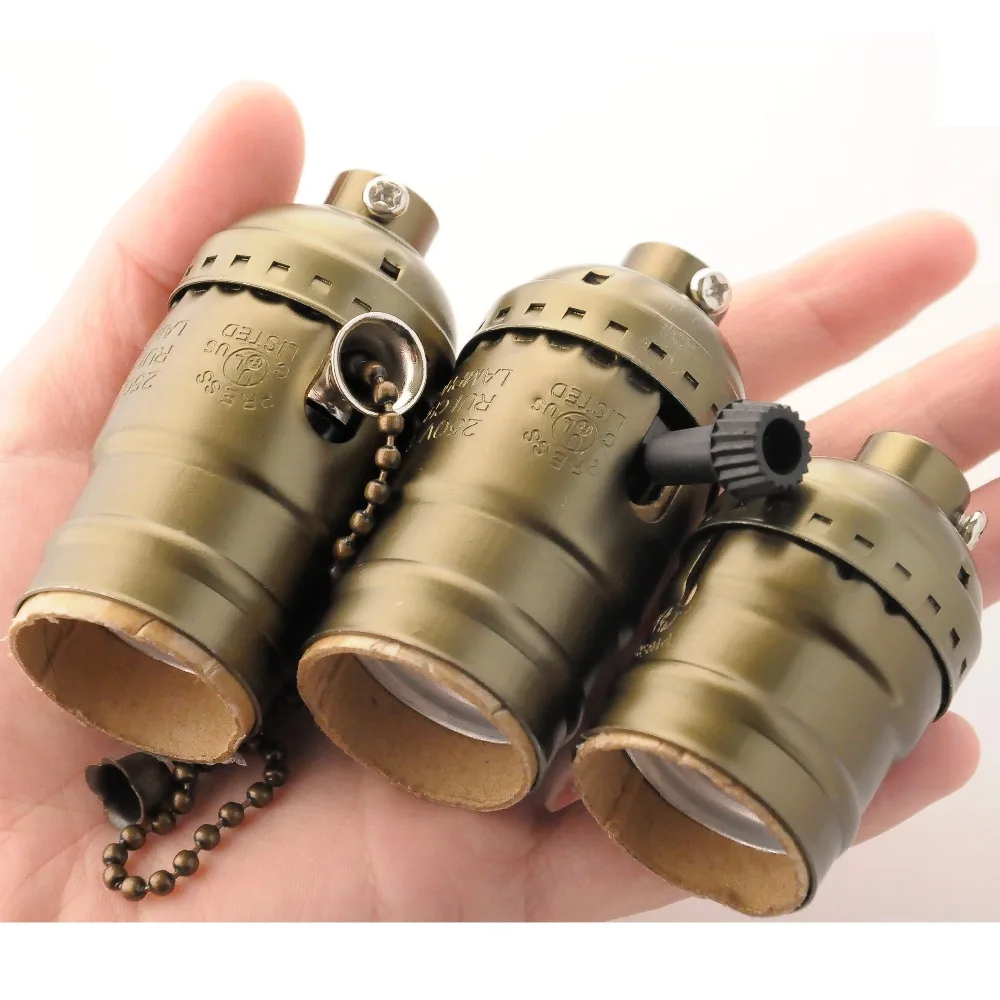 Vintage Edison Bulb Lamp Holder E27 Lamp Socket Zipper Switch Retro Aluminium Pendant Lamp bases Ceiling Light Socket 3PCS
Vintage Edison Bulb Lamp Holder E27 Lamp Socket Zipper Switch Retro Aluminium Pendant Lamp bases Ceiling Light Socket 3PCS