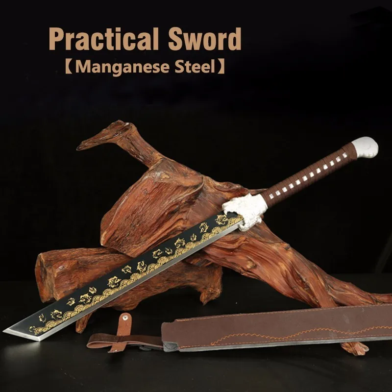 Real Practical Sword Manganese Steel Blade Engraved Golf Hardness For Cutting Battle With Leather Sheath 2017 New Supply
Real Practical Sword Manganese Steel Blade Engraved Golf Hardness For Cutting Battle With Leather Sheath 2017 New Supply