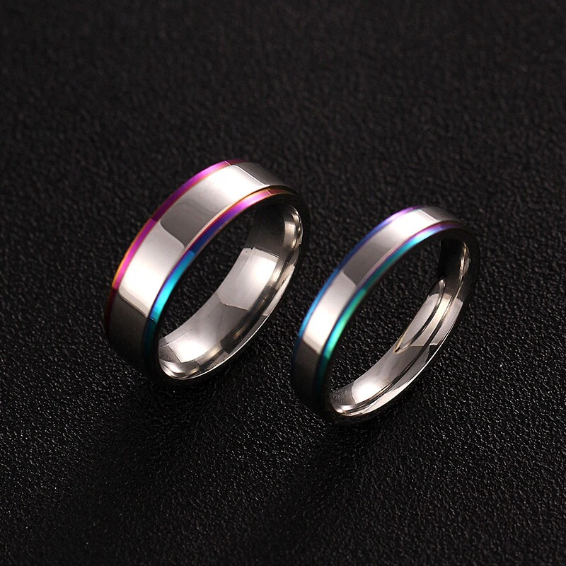 Женские и мужские обручальные кольца из титановой стали Dazzle colourSimple | Украшения