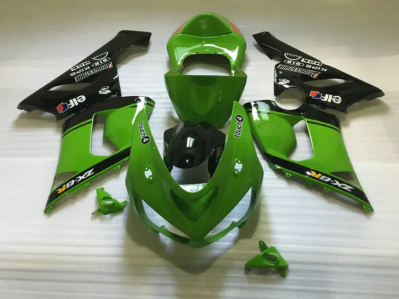 Комплект обтекателей для мотоцикла KAWASAKI Ninja ZX6R 636 05 06 ZX 6R 2005 2006 ABS зеленый черный