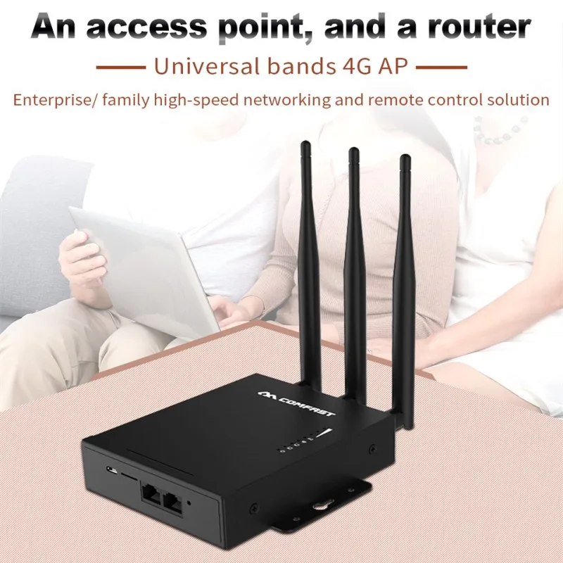 Plug&play WiFi Router 4G Modem With SIM Card Slot Access Point 2.4G outdoor AP 4G LTE Router with 3*5dBi strong signal antennas
Plug&play WiFi Router 4G Modem With SIM Card Slot Access Point 2.4G outdoor AP 4G LTE Router with 3*5dBi strong signal antennas