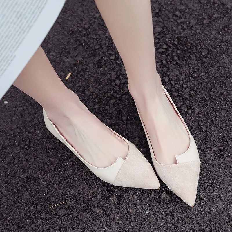 2019 spring new shallow mouth wild flat shoes fairy wind peas pointed single women's boat | Обувь