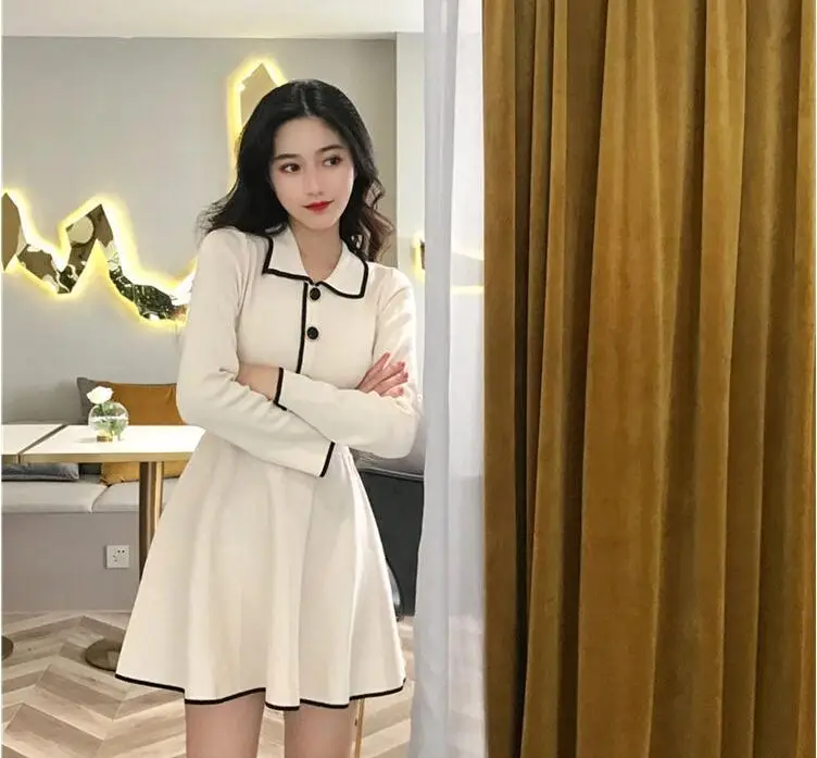 Autumn Winter Women Knitted Dresses Long Sleeve Solid Sexy Slim Dress OL Solid Turn-down Collar Sweet Elegant Dress
Autumn Winter Women Knitted Dresses Long Sleeve Solid Sexy Slim Dress OL Solid Turn-down Collar Sweet Elegant Dress