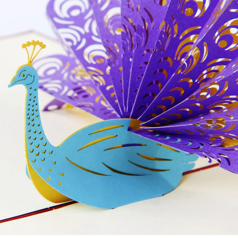 3D Animals Peacock Greeting Card Handmade Paper Art Carving child Birthday gift | Канцтовары для офиса и дома