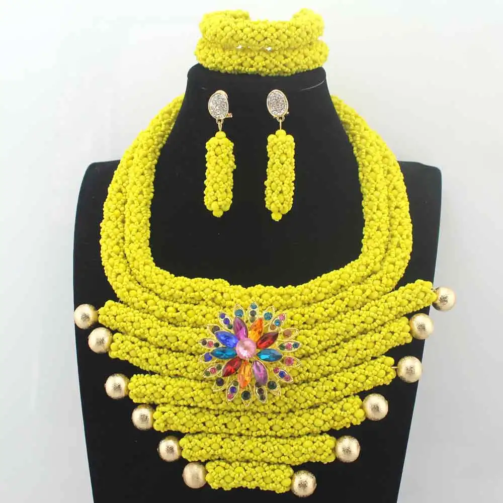 African New Yellow Beads Jewelry Set Chunky Crystal Bib Statement Necklace Set Nigerian Wedding Gift 2019 Free Shipping LK0025
African New Yellow Beads Jewelry Set Chunky Crystal Bib Statement Necklace Set Nigerian Wedding Gift 2019 Free Shipping LK0025