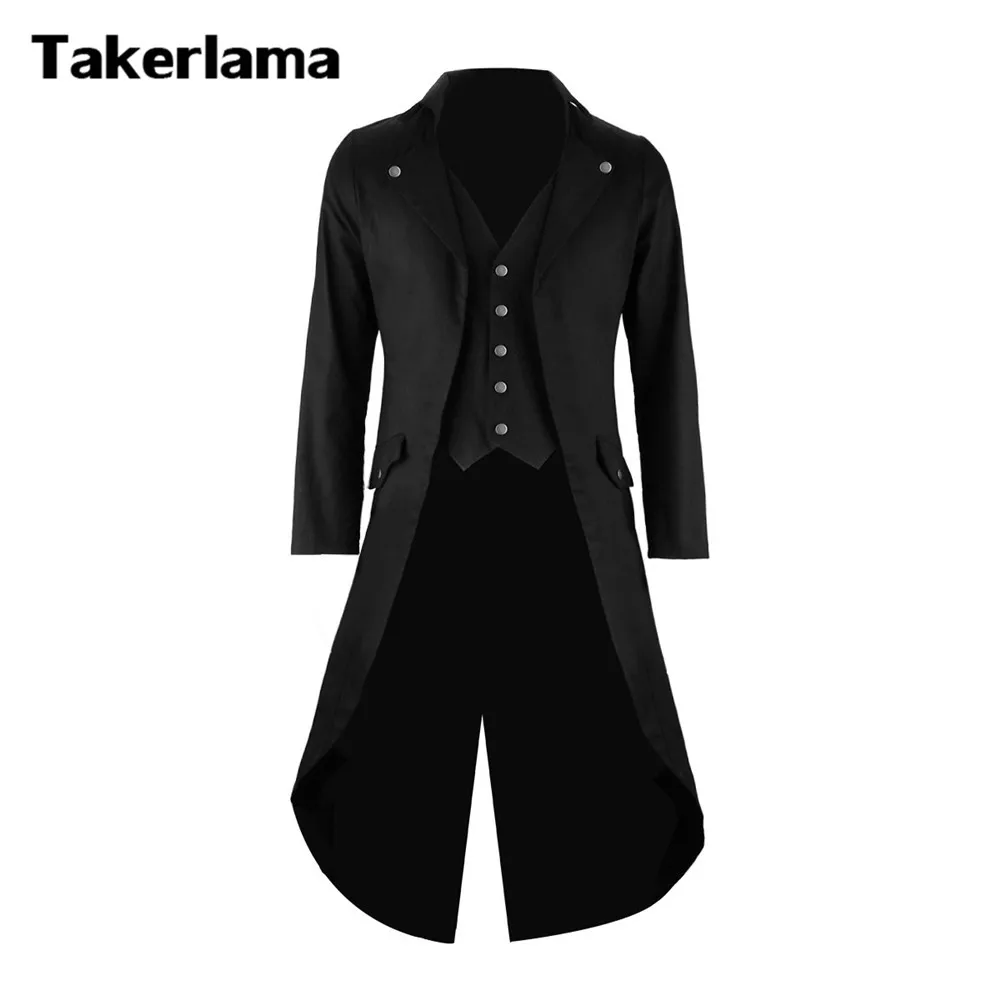 Takerlama Mens Gothic Tailcoat Jacket Steampunk Trench Cosplay Costume Victorian Coat Black Men's Long Tuxedo Suit with Vest
Takerlama Mens Gothic Tailcoat Jacket Steampunk Trench Cosplay Costume Victorian Coat Black Men's Long Tuxedo Suit with Vest