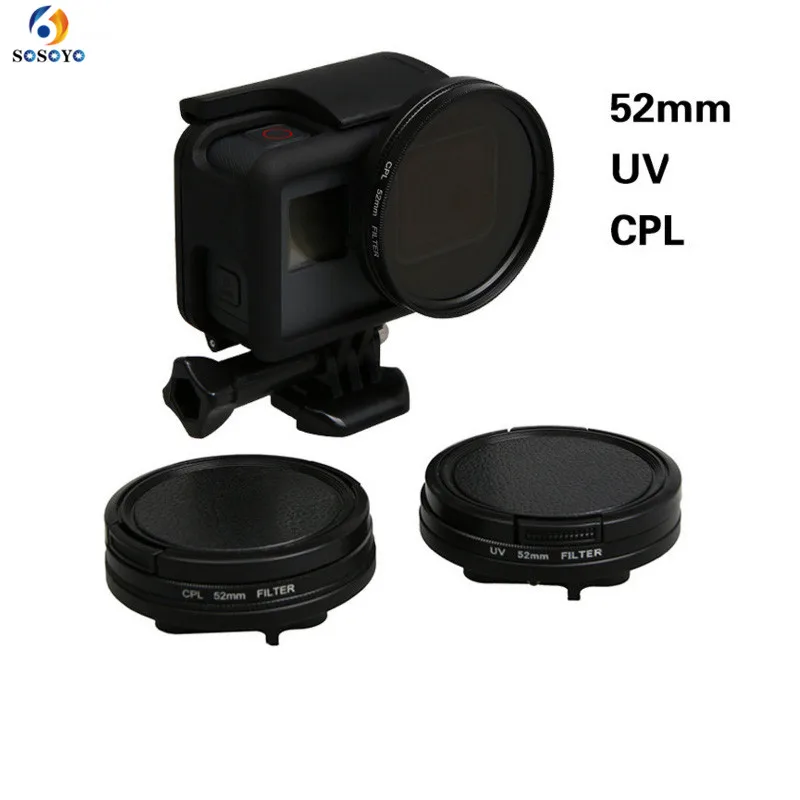 3 в 1 фильтр для объектива 52 мм UV / CPL + Защитная крышка переходное кольцо Gopro Hero 5 6