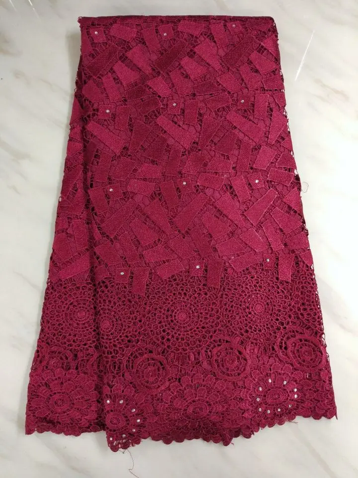 5Yards/pc Hot sale wine flower french guipure lace embroidery african water soluble lace fabric for dress CFW3-6
5Yards/pc Hot sale wine flower french guipure lace embroidery african water soluble lace fabric for dress CFW3-6