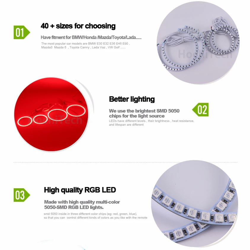 Многоцветный RGB LED Angel Eyes Halo Ring Eye RF пульт дистанционного управления для Land Rover