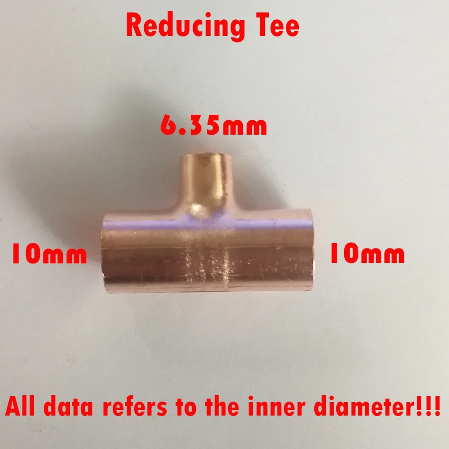 10mm*6.35mm Reducing Tee 3 ways red copper brass fitting refrigeration parts air condition fittings pipe fitting
10mm*6.35mm Reducing Tee 3 ways red copper brass fitting refrigeration parts air condition fittings pipe fitting