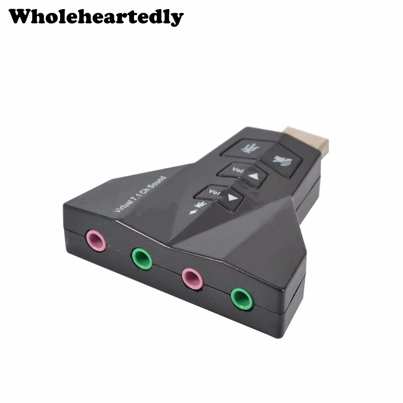WHOLEHEARTEDLY Black Hot Sale External 7.1 Channel USB Stereo Audio 3D Sound Card Adapter Microphone Headset Jack for Laptop PC
WHOLEHEARTEDLY Black Hot Sale External 7.1 Channel USB Stereo Audio 3D Sound Card Adapter Microphone Headset Jack for Laptop PC