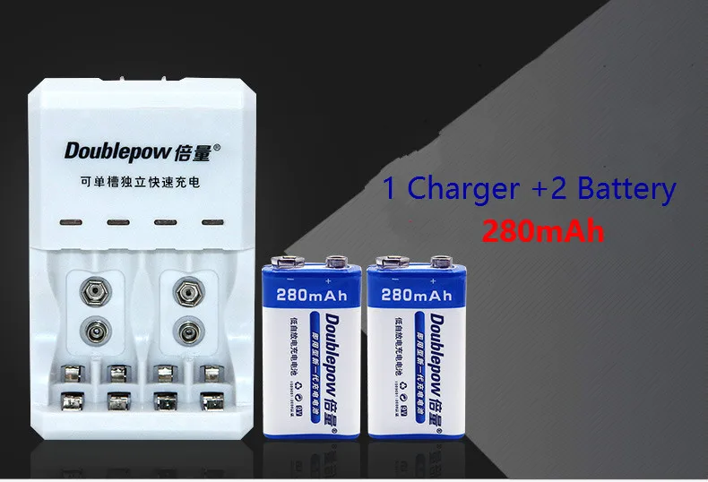 2 шт. перезаряжаемая батарея 9 В 6f22 280 мА/ч мультиметра для микрофона + 1 в AA AAA