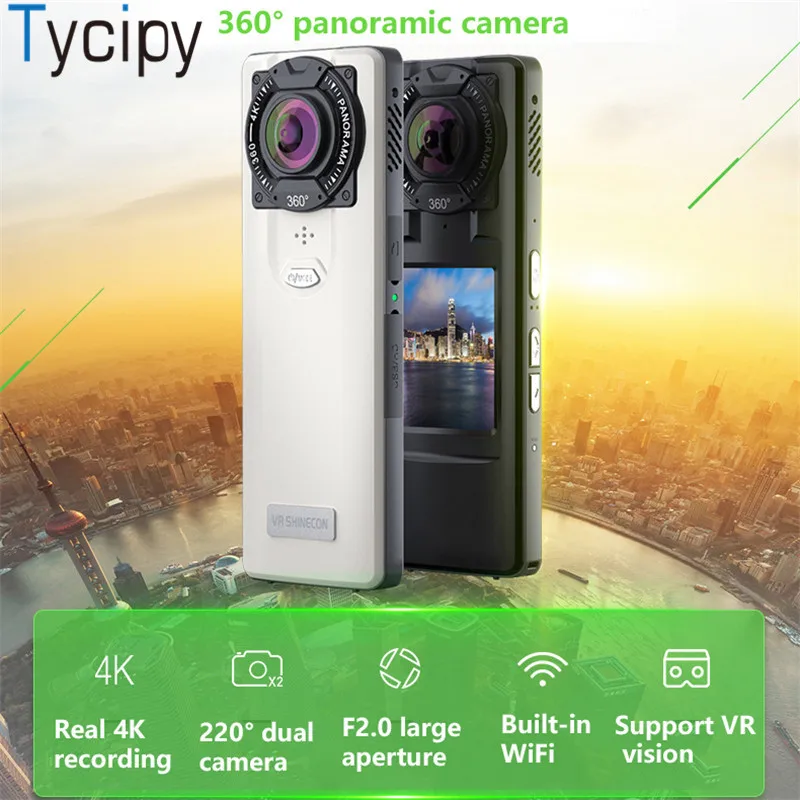 Tycipy 360 Камера спортивная экшн видеокамера VR панорамная камера WiFi Спортивная для