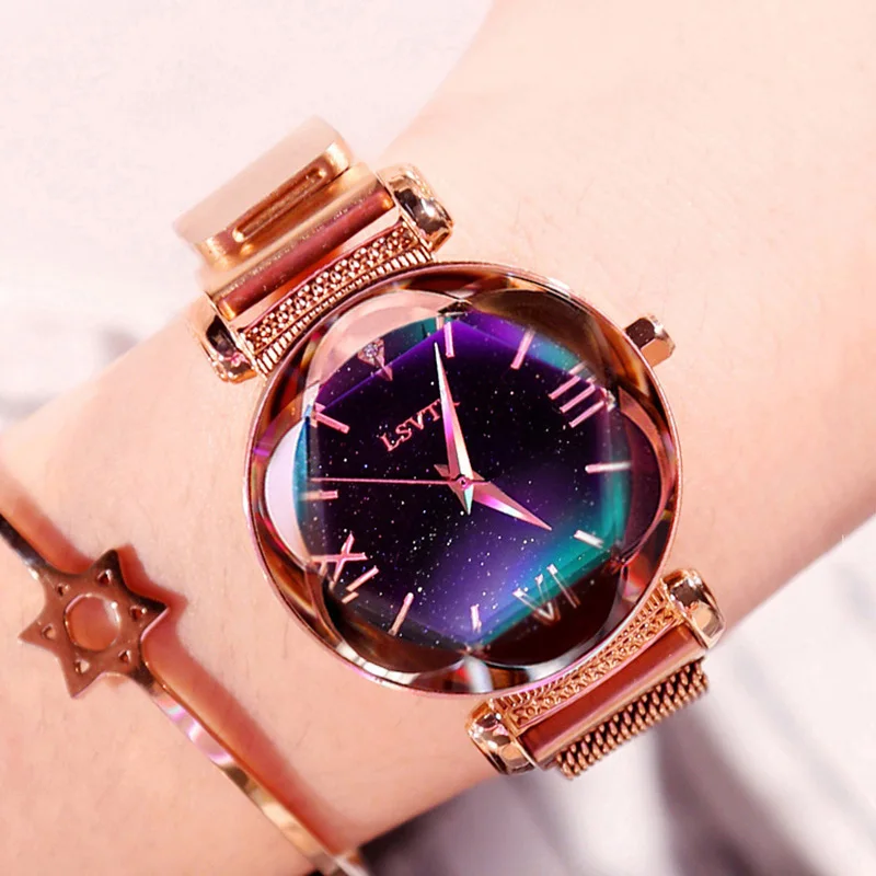 Luxury Women Watches Fashion Elegant Magnet Waterproof Rose Gold Ladies Wristwatch 2020 New Starry Sky Roman Numeral Gift Clock
Luxury Women Watches Fashion Elegant Magnet Waterproof Rose Gold Ladies Wristwatch 2020 New Starry Sky Roman Numeral Gift Clock