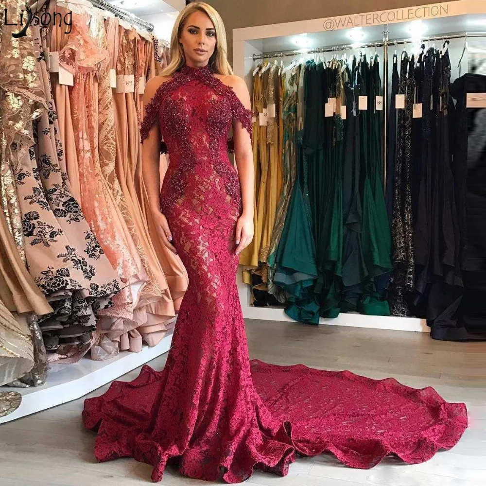 Burgundy Lace Mermaid Prom Dresses 2019 Appliques Off Shoulder Evening Dress Vestidos Sheer Long Train Lady Event Party Gowns
Burgundy Lace Mermaid Prom Dresses 2019 Appliques Off Shoulder Evening Dress Vestidos Sheer Long Train Lady Event Party Gowns