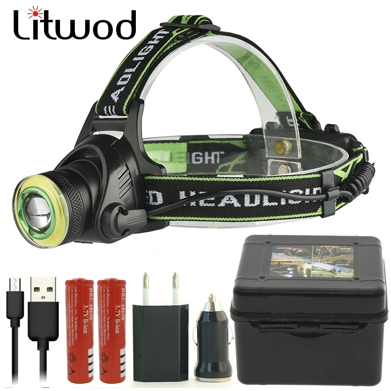 Светодиодный налобный фонарь Litwod Z207403 XM L U2 COB головсветильник с Micro USB зарядкой