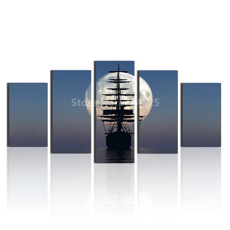 5 Piece Modern Abstract Canvas Art Canvas Painting Boat On Sea Full Moon Wall Art Home Decor For Living Room Unframed
5 Piece Modern Abstract Canvas Art Canvas Painting Boat On Sea Full Moon Wall Art Home Decor For Living Room Unframed