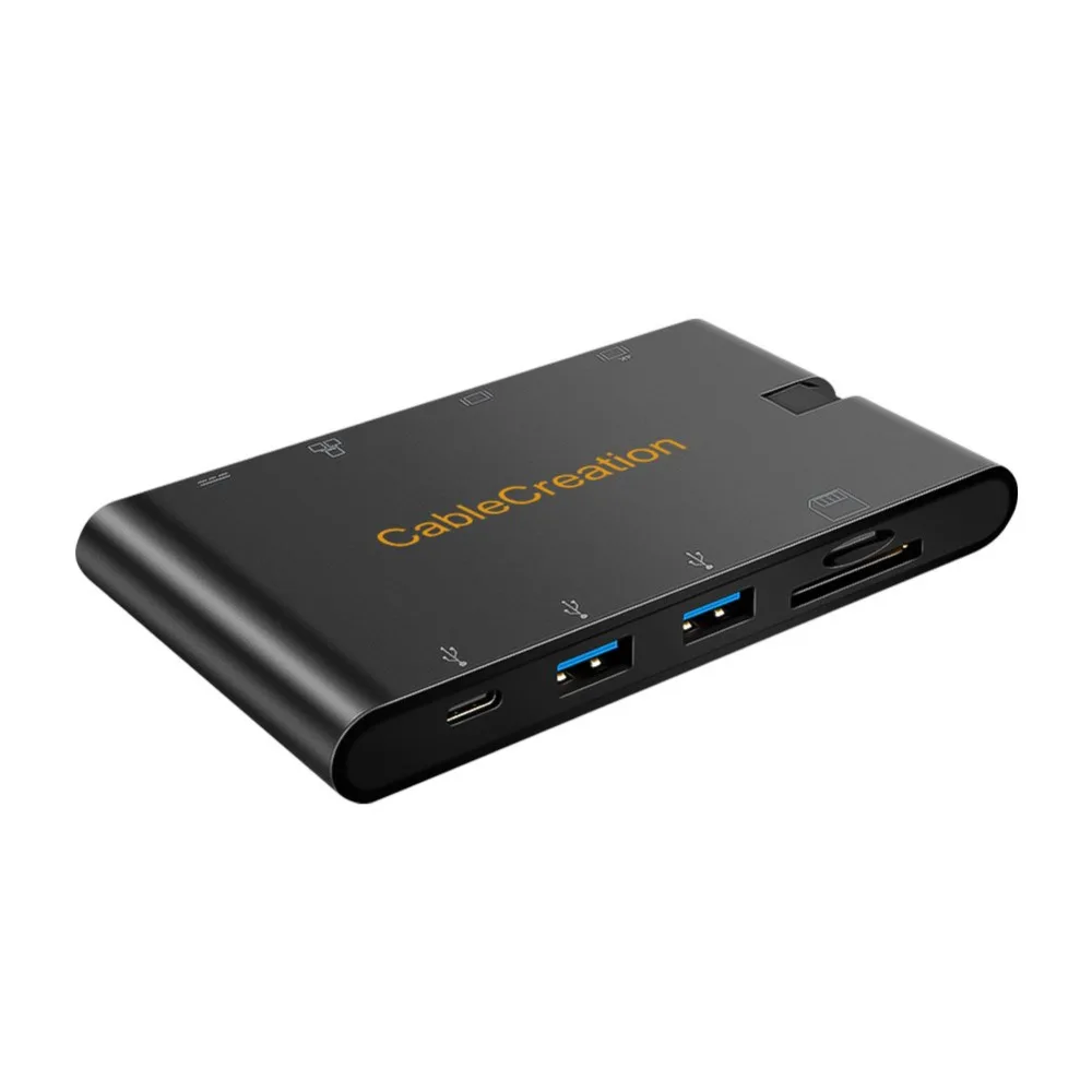 USB-C-адаптер CableCreation совместимый с HDMI-4K + VGA USB 3 0 Gigabit RJ45 Ethernet кардридер зарядка PD |