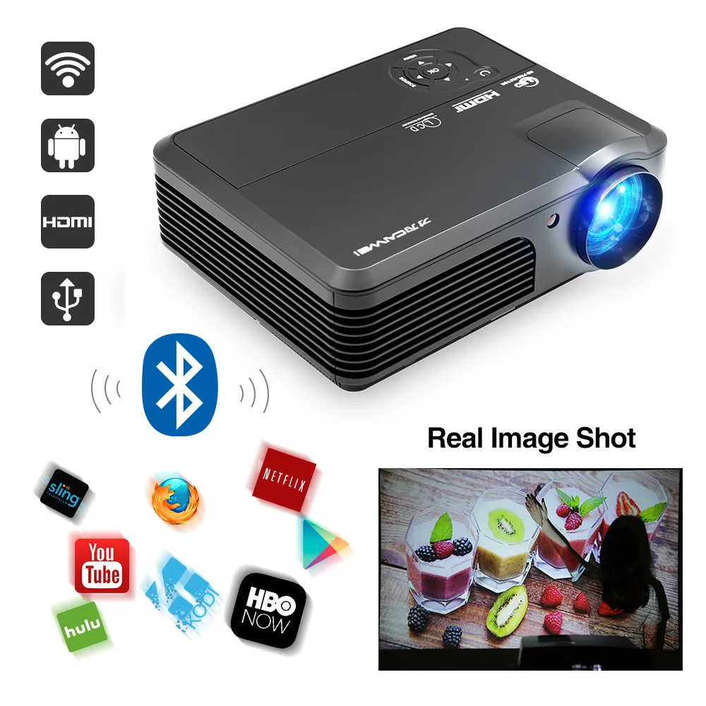 Умный светодиодный проектор для домашнего кинотеатра Android Bluetooth Wifi Поддержка Full HD
