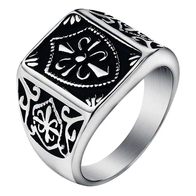 Fashion Gold Color Fleur De Lis Shield Ring Men's Silver-Color Cross Crest Signet Ring Stainless Steel Biker Jewelry Size 7-14
Fashion Gold Color Fleur De Lis Shield Ring Men's Silver-Color Cross Crest Signet Ring Stainless Steel Biker Jewelry Size 7-14