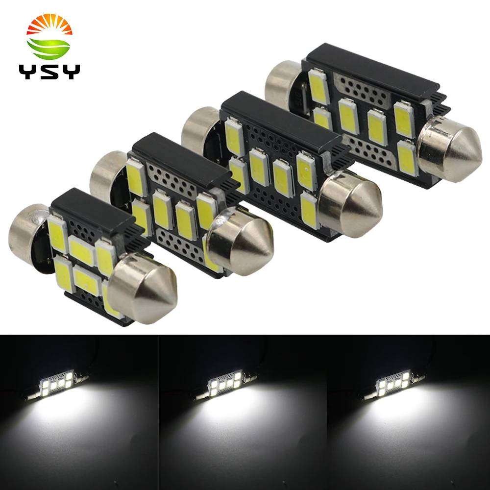 YSY 50 шт. гирлянда 31 мм 36 39 41 Светодиодная лампа C5W сверхъяркая 5630 6SMD 12 В белая