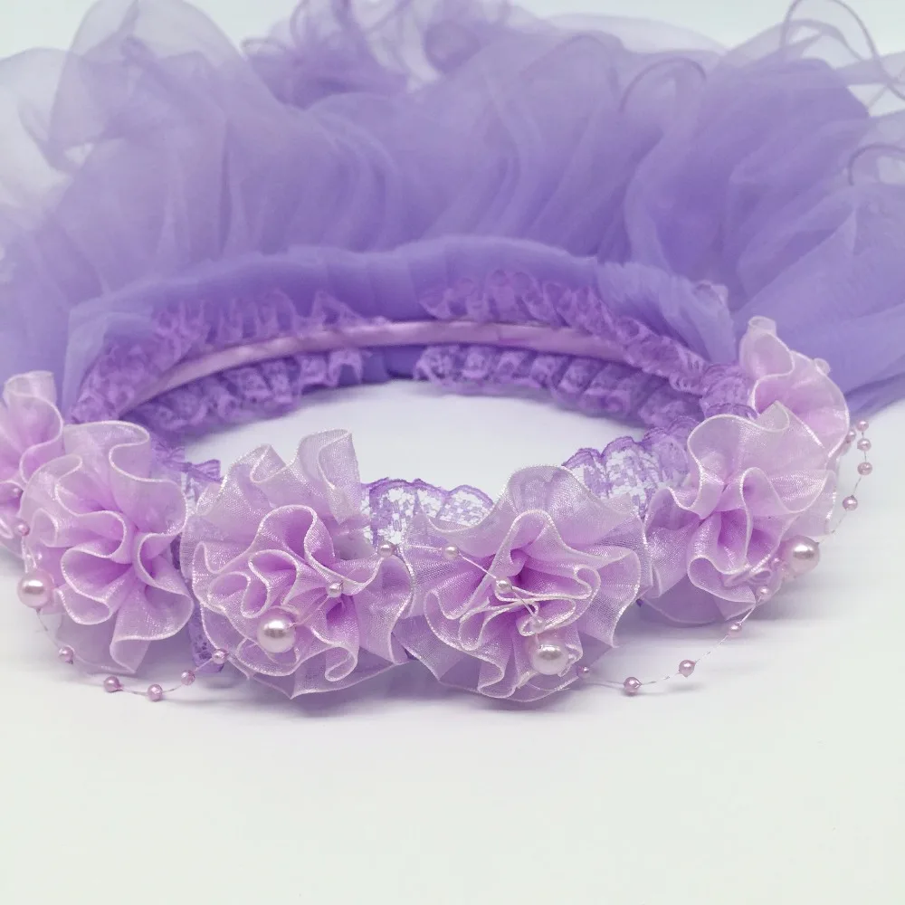 2018 Wedding Veil Long Veils For Children Two-layer Pencil Edge White Pink Hair Accessories Flower Girls Lace Schleier BV005 | Свадьбы и