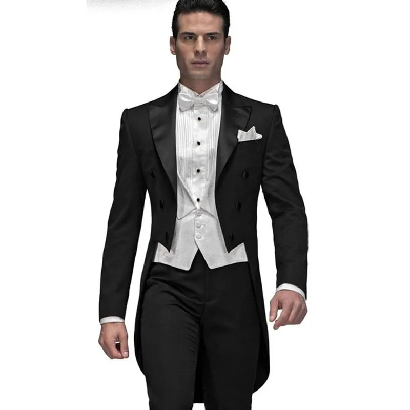 

3 шт., мужские костюмы для жениха на заказ, Блейзер, смокинг, облегающие мужские костюмы для шафера, свадьбы, выпускного вечера, Мужские костюмы (пиджак + брюки + жилет + галстук-бабочка)