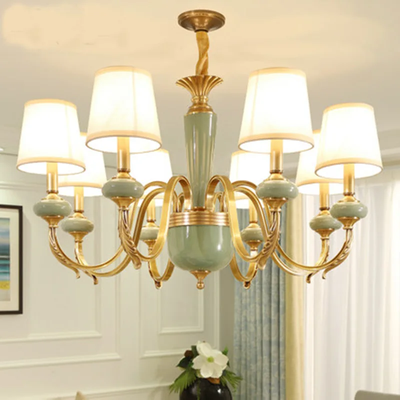 All cooper living room Chandeliers American style ceramic suspension LED lamp restaurant Chandelier lights with fabric lampshade
All cooper living room Chandeliers American style ceramic suspension LED lamp restaurant Chandelier lights with fabric lampshade