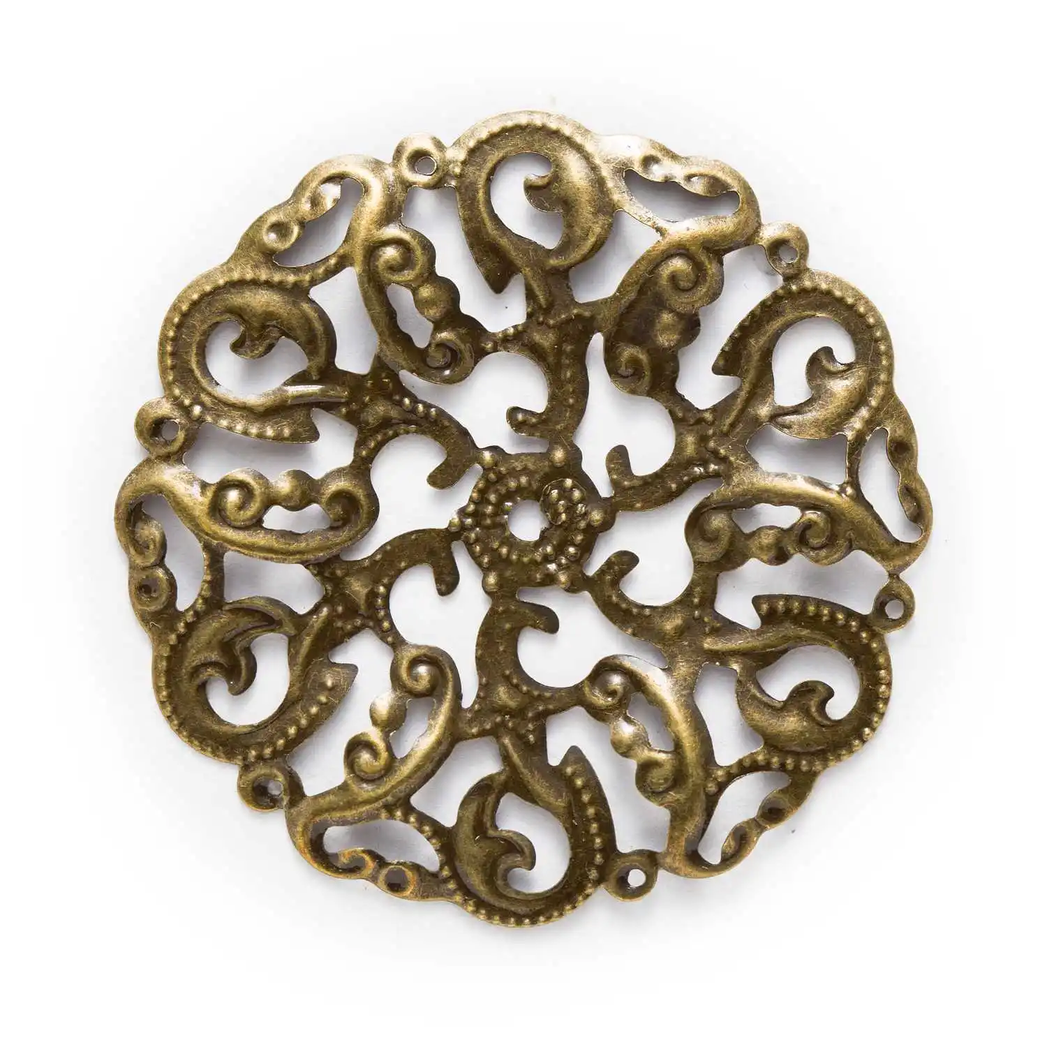 

10/50 Piece Bronze Tone Filigree Hollow Round Wraps Jewelry Making DIY Connnector Embellishments Findings 44mm