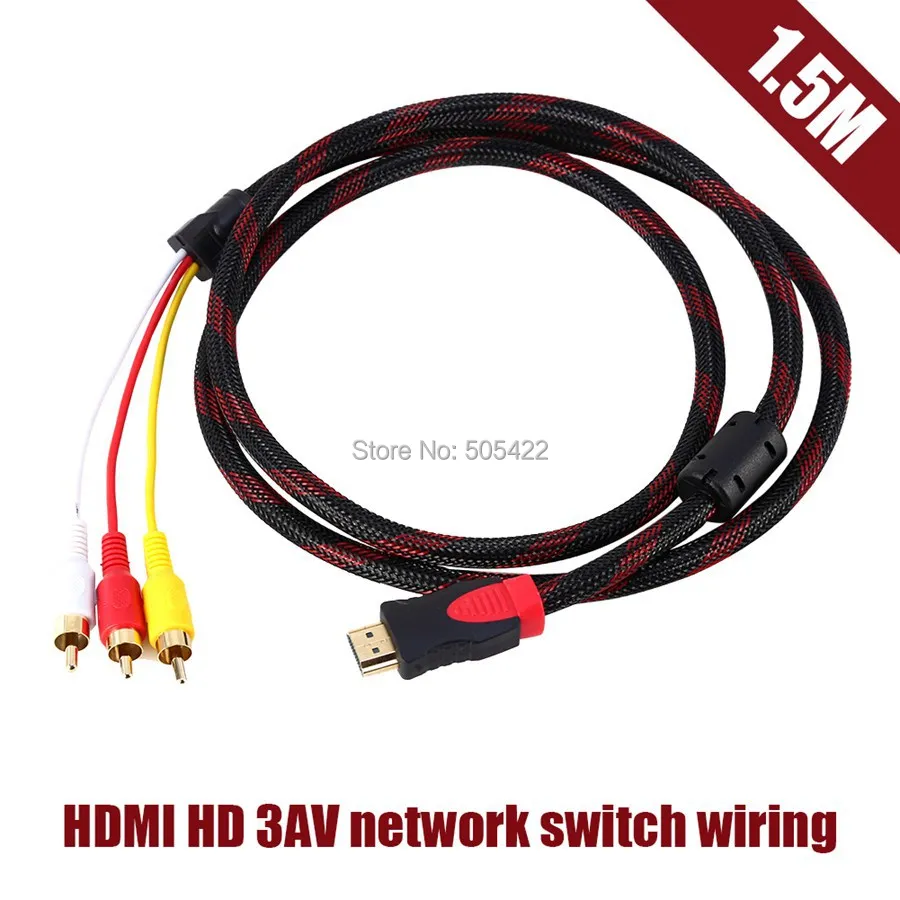 5 футов HDMI штекер 3 RCA Видео Аудио AV кабель адаптер для ТВ HD TV DVD 1080P | Электроника