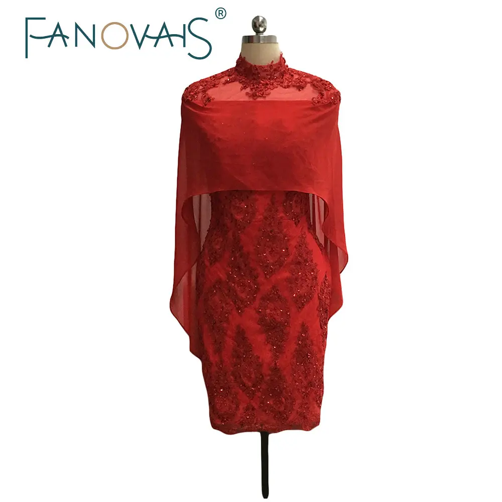 Real Pictures High Neck Red Mother of The Bride Lace Dress With Shawl Beads Short Chiffon Mother of the Groom Dress Evening Gown
Real Pictures High Neck Red Mother of The Bride Lace Dress With Shawl Beads Short Chiffon Mother of the Groom Dress Evening Gown