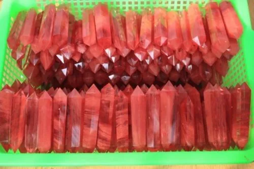 1kg (17-25pcs) smelt red quartz crystal point wand (7-10)cm