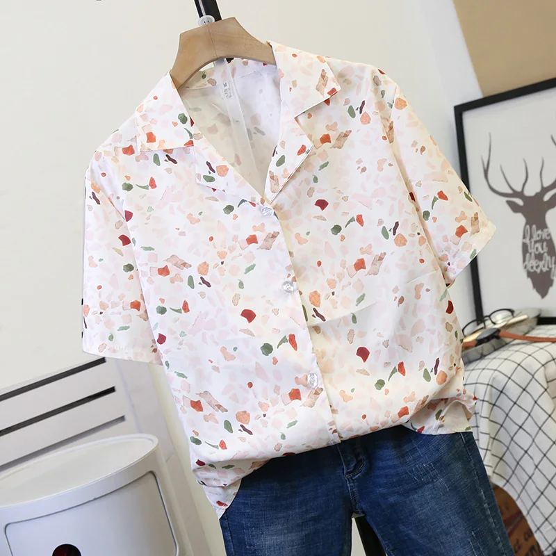 Harajuku Floral Printed Women Blouse Korean Summer Short Sleeve Turn-down V Neck blusas Female Chiffon Shirts Tops
Harajuku Floral Printed Women Blouse Korean Summer Short Sleeve Turn-down V Neck blusas Female Chiffon Shirts Tops