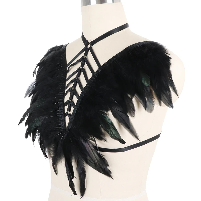 Black Feather Epaulettes Body Harness Lingerie for Women Shoulder Festival Body Harness Dance Lingerie Harness Goth Tops Rave
Black Feather Epaulettes Body Harness Lingerie for Women Shoulder Festival Body Harness Dance Lingerie Harness Goth Tops Rave