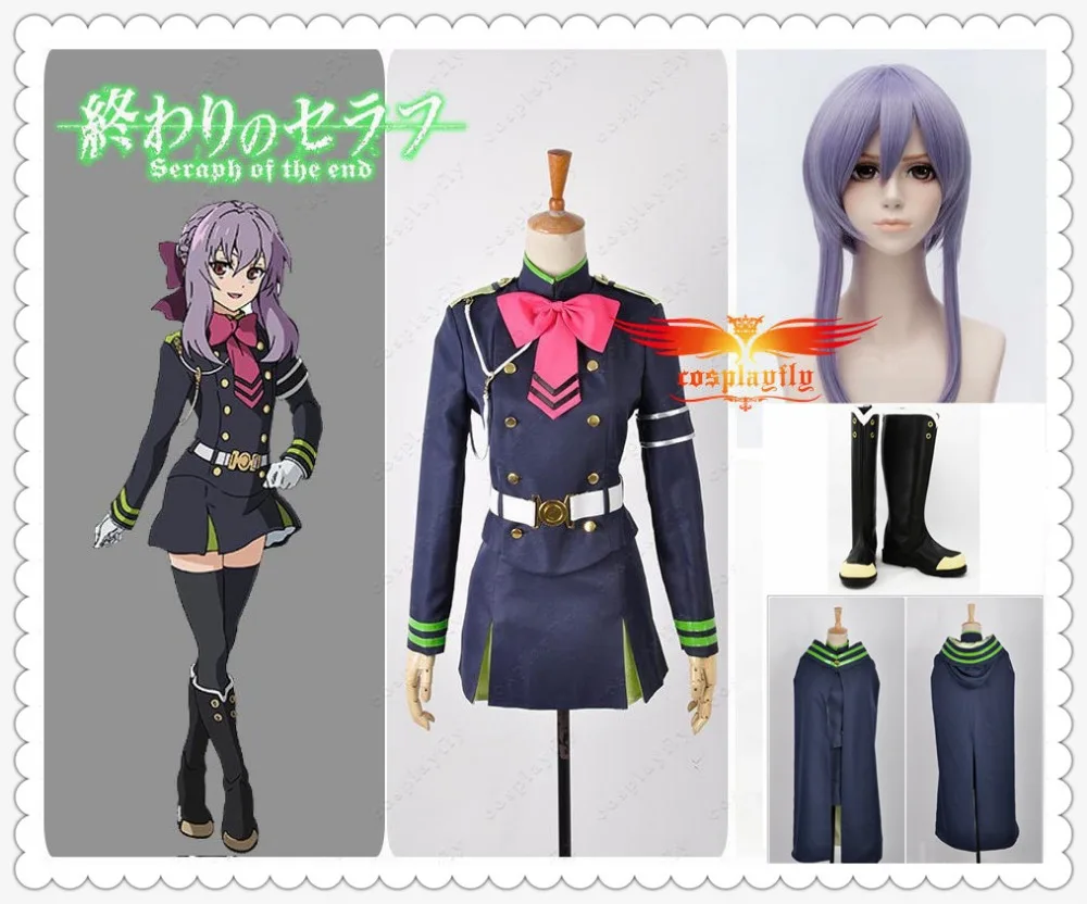 Seraph of the End Shinoa Косплей костюм Хираги для взрослых женщин Униформа с накидкой