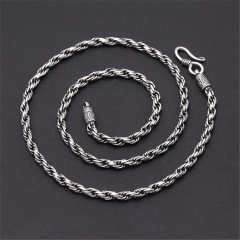 4mm 100% Pure 925 Sterling Silver Hand-Woven Twisted Vine Personalized Chain Necklace for Men Accessories
4mm 100% Pure 925 Sterling Silver Hand-Woven Twisted Vine Personalized Chain Necklace for Men Accessories