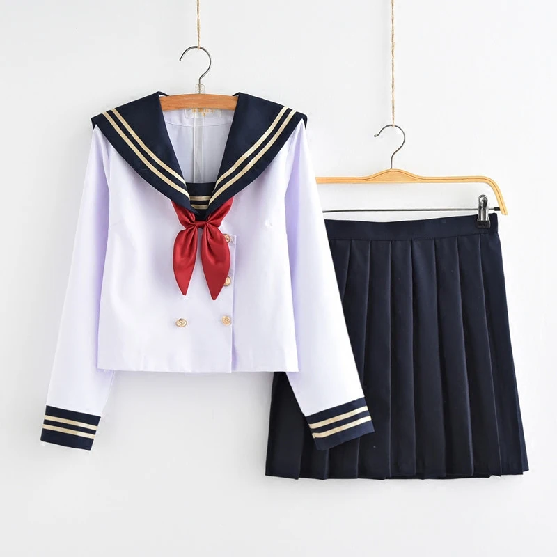 Japanese sailor suit female students loaded class service uniforms uniforms JK College Wind pleated skirt suit
Japanese sailor suit female students loaded class service uniforms uniforms JK College Wind pleated skirt suit