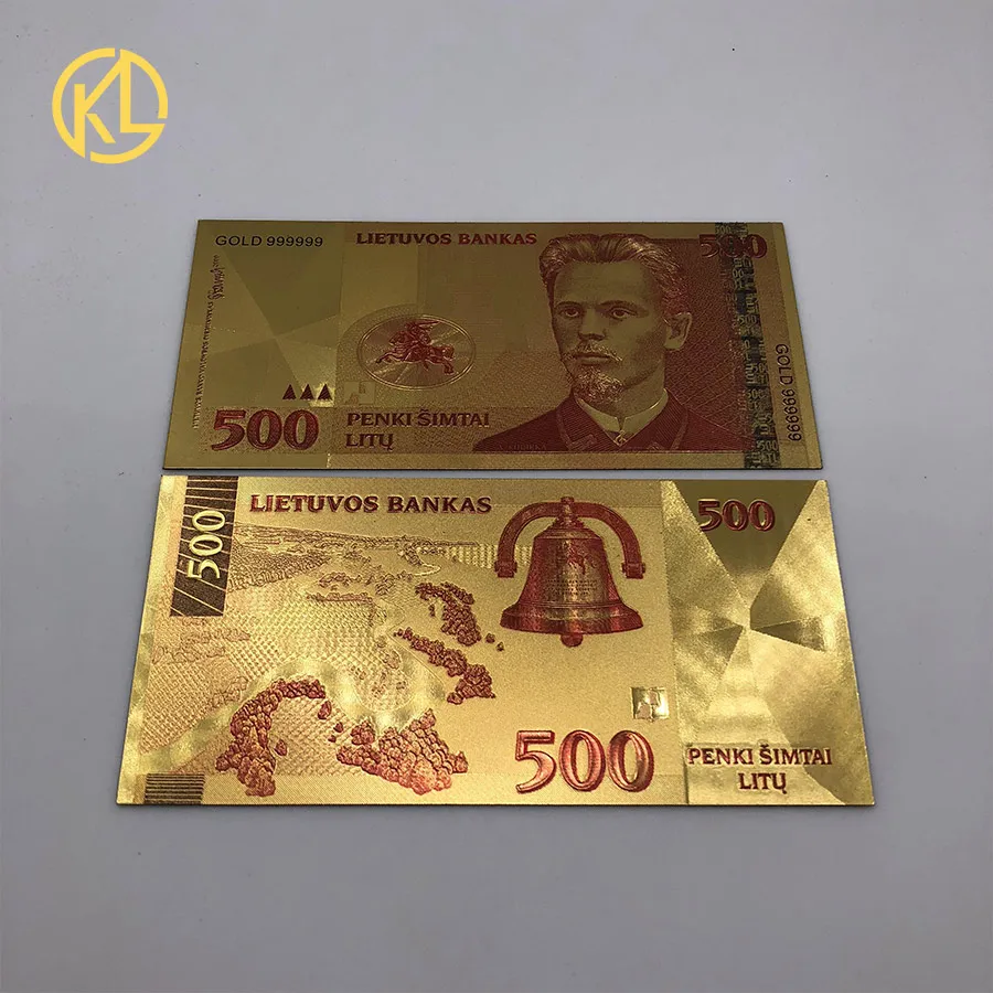 1pc Colored Lithuanian Litas 500 Gold Plated Plastic Banknote ticket for popuplar poet Vincas Kudirka souvenir collection
1pc Colored Lithuanian Litas 500 Gold Plated Plastic Banknote ticket for popuplar poet Vincas Kudirka souvenir collection