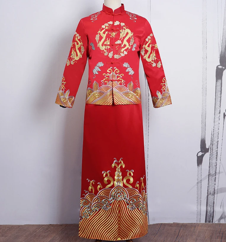 chinese style Wedding mens toast costumes Gown red embroidery groom evening Long gown kimono bridegroom jacket tang suit Clothes
chinese style Wedding mens toast costumes Gown red embroidery groom evening Long gown kimono bridegroom jacket tang suit Clothes