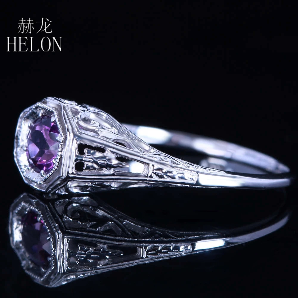 HELON Solid 10K White Gold Flawless 4.5mm Round Genuine Natural Amethyst Antique Engagement Wedding Ring Women Vintage Jewelry
HELON Solid 10K White Gold Flawless 4.5mm Round Genuine Natural Amethyst Antique Engagement Wedding Ring Women Vintage Jewelry