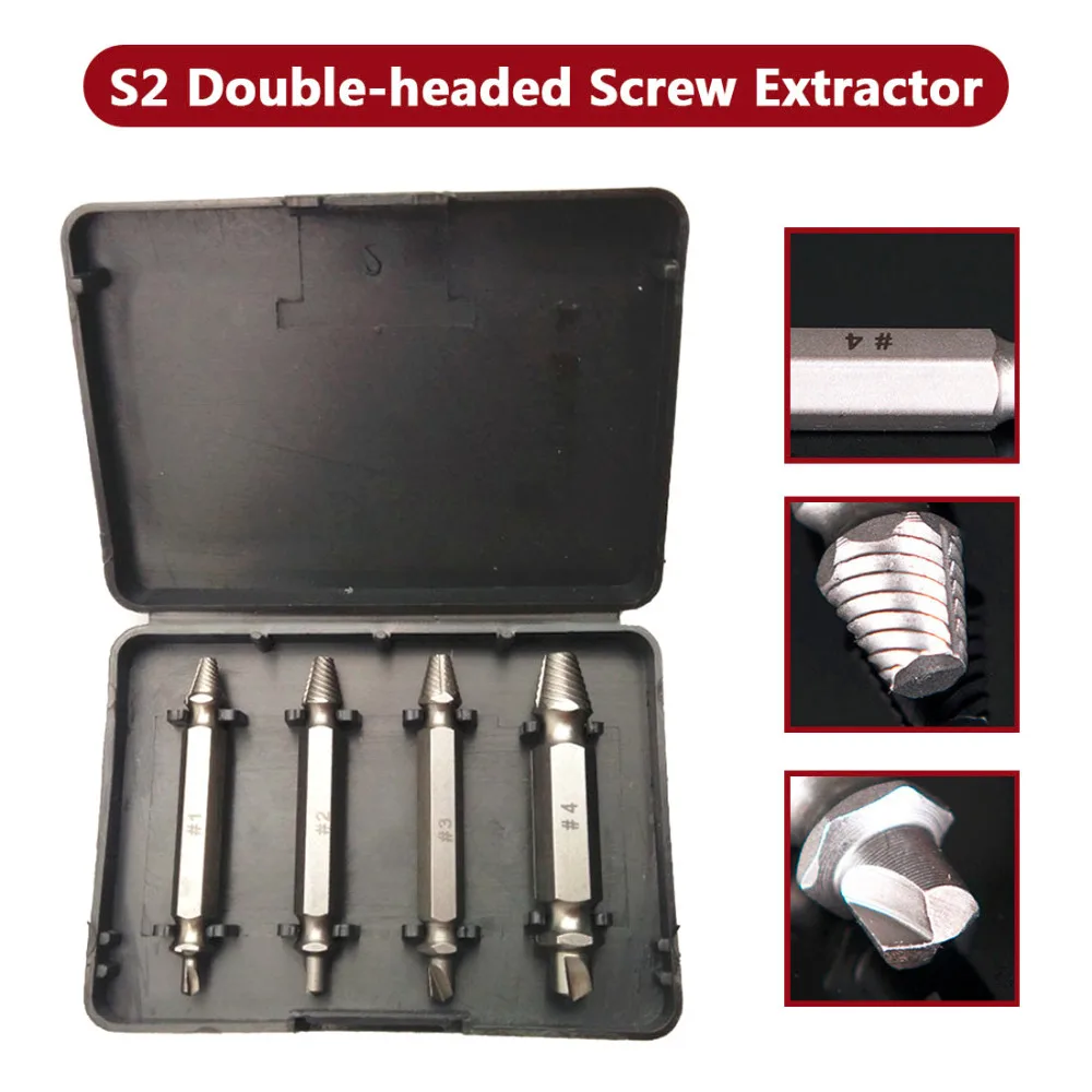 Double Side Damaged Screw Extractor Drill Bits 4pcs/set Out Remover Bolt Stud Tool
Double Side Damaged Screw Extractor Drill Bits 4pcs/set Out Remover Bolt Stud Tool