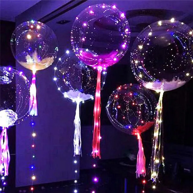Фото 1 шт. 18 дюймов с блестящими светодиодами пузырь шарики прозрачные - купить