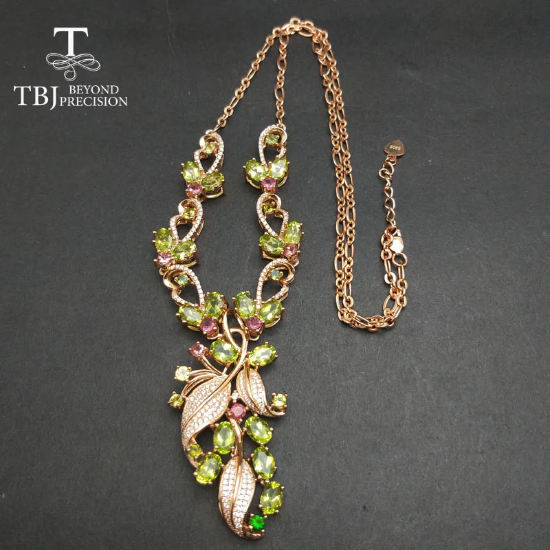 Женские вечерние ювелирные изделия TBJ серебряное ожерелье с натуральным камнем